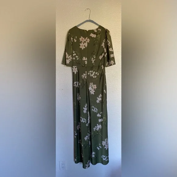 Sachin + Babi Mae Floral satin Olive green Floral fall wedding modestMaxi Dress - Picture 7 of 13